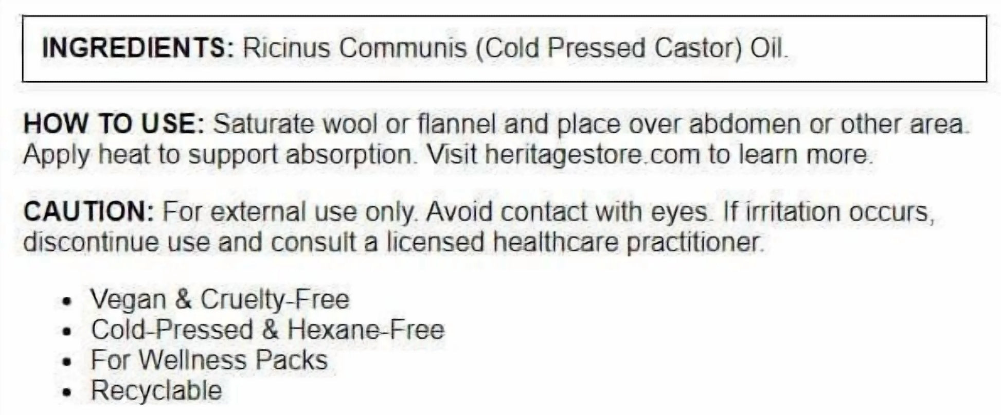 Heritage the Palma Christi Castor Oil, 16 Oz