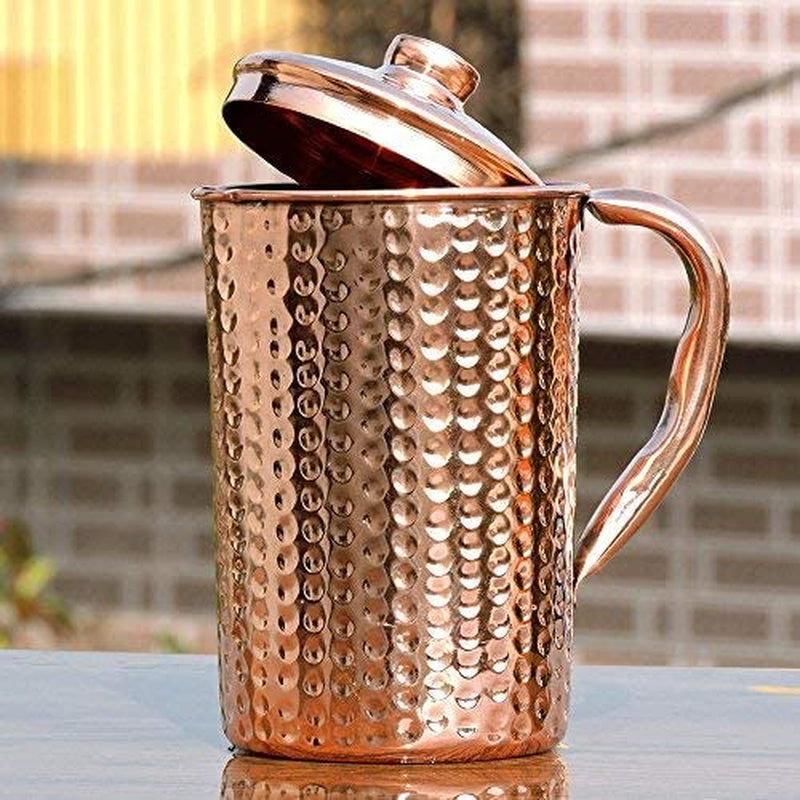 100% Pure Copper Hammered Handmade Pitcher Jug Bottle Ayurveda Yoga 1.5L