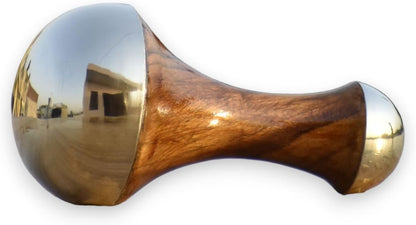 Kansa Wand 2 in 1 Mini Grip Beautiful Design Face Foot Body & Marma Massage Tool Teak Wood Handle Natural (Small & Marma)