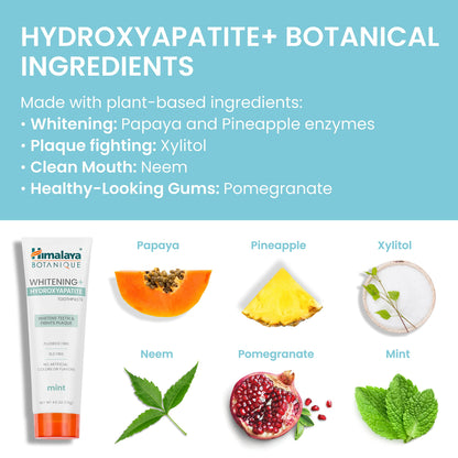 Botanique Whitening + Hydroxyapatite Toothpaste, Mint Flavor, Nano Hydroxyapatite, 4 Oz, 2 Pack