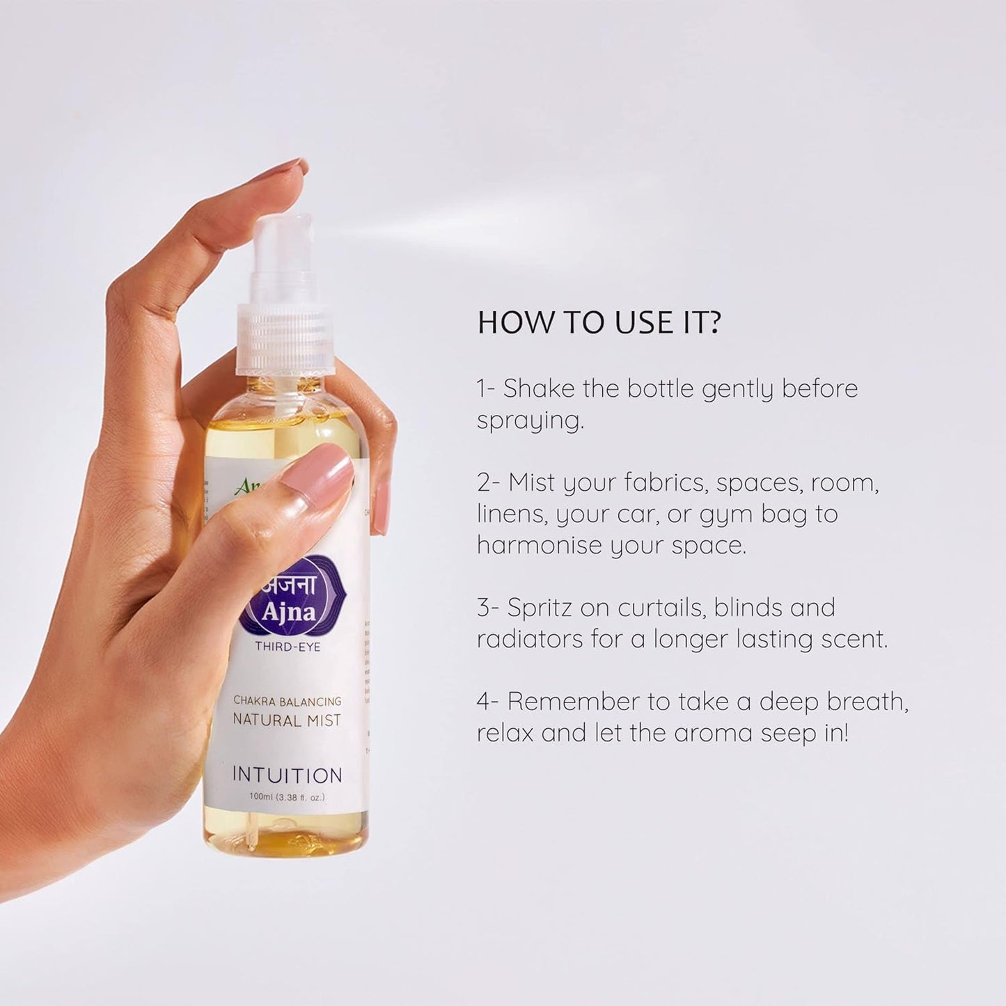 Third Eye Chakra Natural Mist by  | 100Ml/3.3 Fl Oz | Ajna | Aromatherapy Spray for Chakra Balance | Rose & Juniper Extracts | Essential Oil Spray for Meditation, Yoga, Reiki