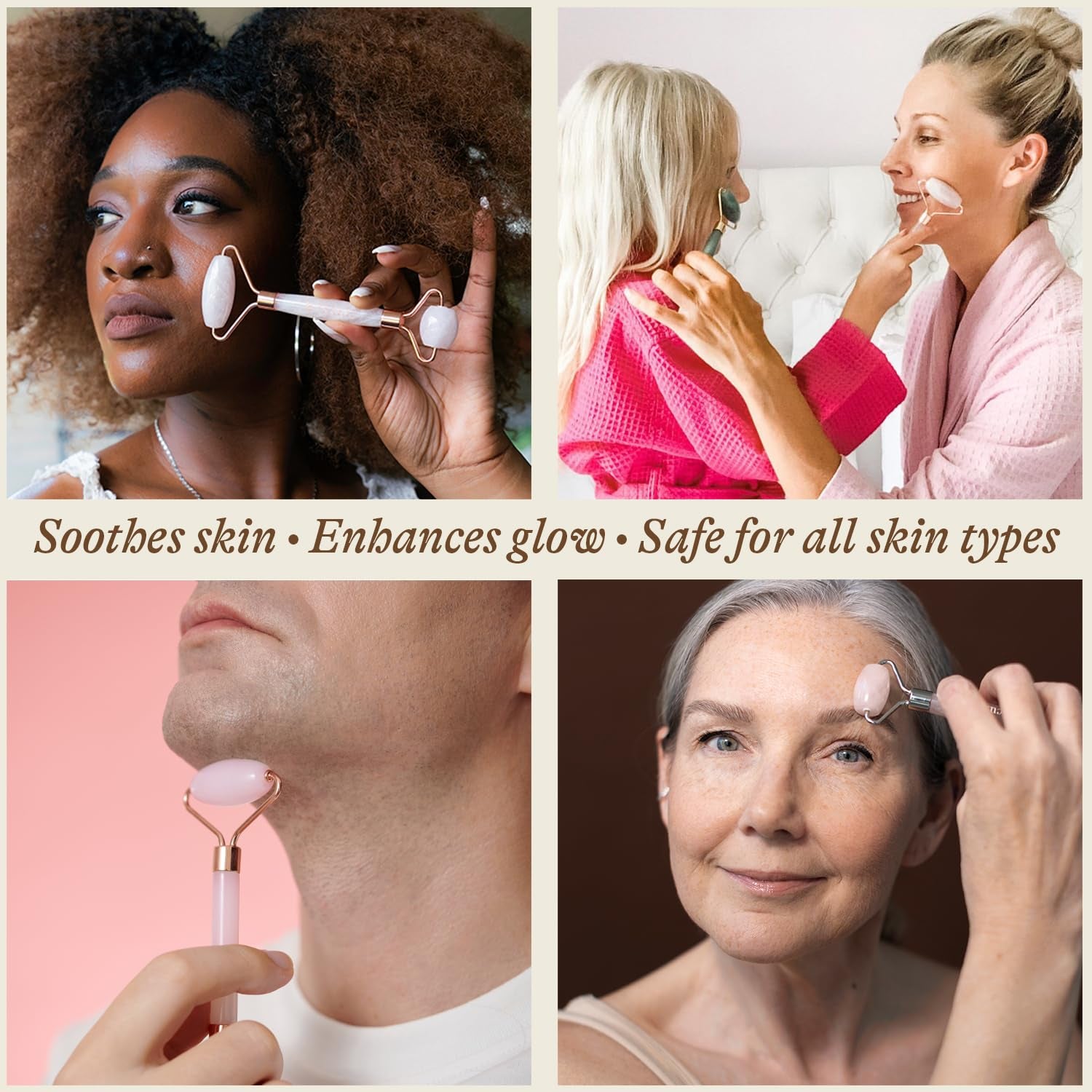 Rose Quartz Face Roller - Relaxation Gifts for Women, Valentines Day Gifts, Skin Care Tools for Fine Lines and Wrinkles, Beauty Gift Ideas, Massager Facial Tool, Self Care Gift for Women