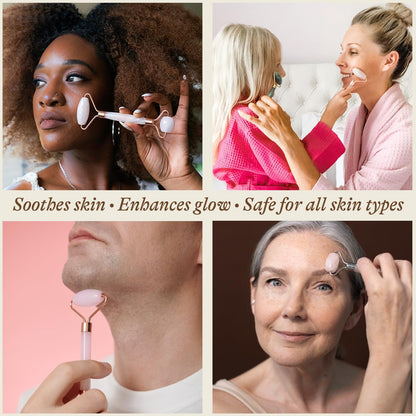 Rose Quartz Face Roller - Relaxation Gifts for Women, Valentines Day Gifts, Skin Care Tools for Fine Lines and Wrinkles, Beauty Gift Ideas, Massager Facial Tool, Self Care Gift for Women