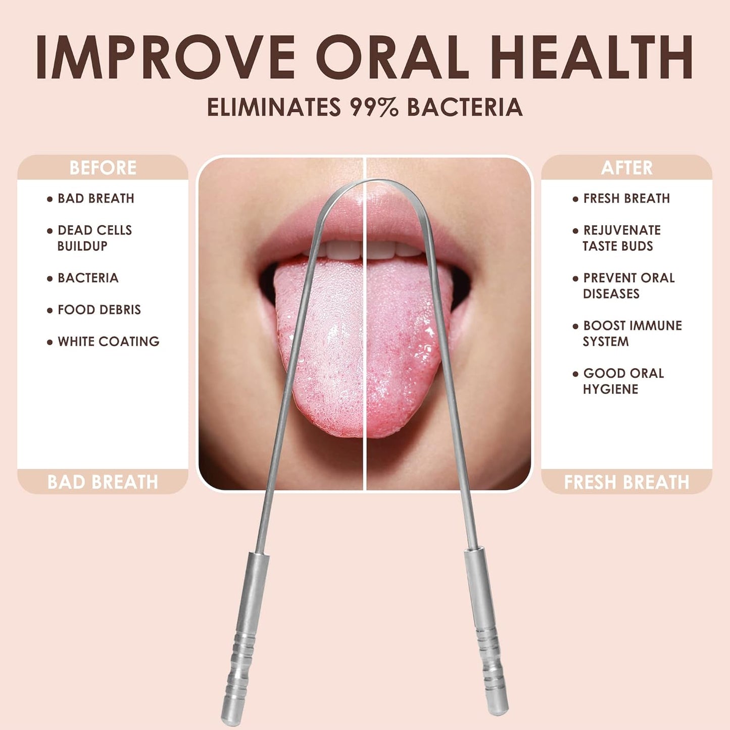 Trulife Tongue Scraper Tongue Cleaner Surgical Grade Stainless Steel (2 Pack), Reduce Bad Breath (Travel Cases Included), Metal Tongue Cleaner, Tongue Scraper for Fresher Breath & Easy to Use