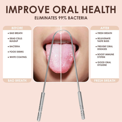 Trulife Tongue Scraper Tongue Cleaner Surgical Grade Stainless Steel (2 Pack), Reduce Bad Breath (Travel Cases Included), Metal Tongue Cleaner, Tongue Scraper for Fresher Breath & Easy to Use