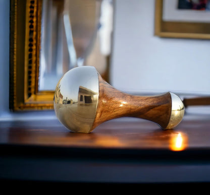 Kansa Wand 2 in 1 Mini Grip Beautiful Design Face Foot Body & Marma Massage Tool Teak Wood Handle Natural (Small & Marma)