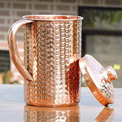 100% Pure Copper Hammered Handmade Pitcher Jug Bottle Ayurveda Yoga 1.5L