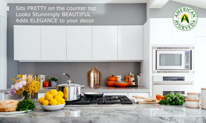 5 Gallon Countertop Pure Copper Water Dispenser Pot SS Faucet American Ayurveda