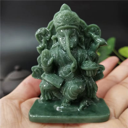 Lord Ganesha Buddha Statue Home Decoration Man-Made Jade Stone Ornaments Ganesh Elephant God Sculpture Figurines Buddha Statues