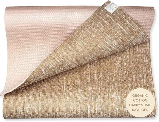 Organic Yoga Mat - Natural Jute Yoga Mats - Large Non Slip Eco Friendly Yoga Mats with Carrying Strap - Reversible Jute per - Extra Long Yoga Mat 72 Inch - 5Mm - All Types of Yoga - Vegan