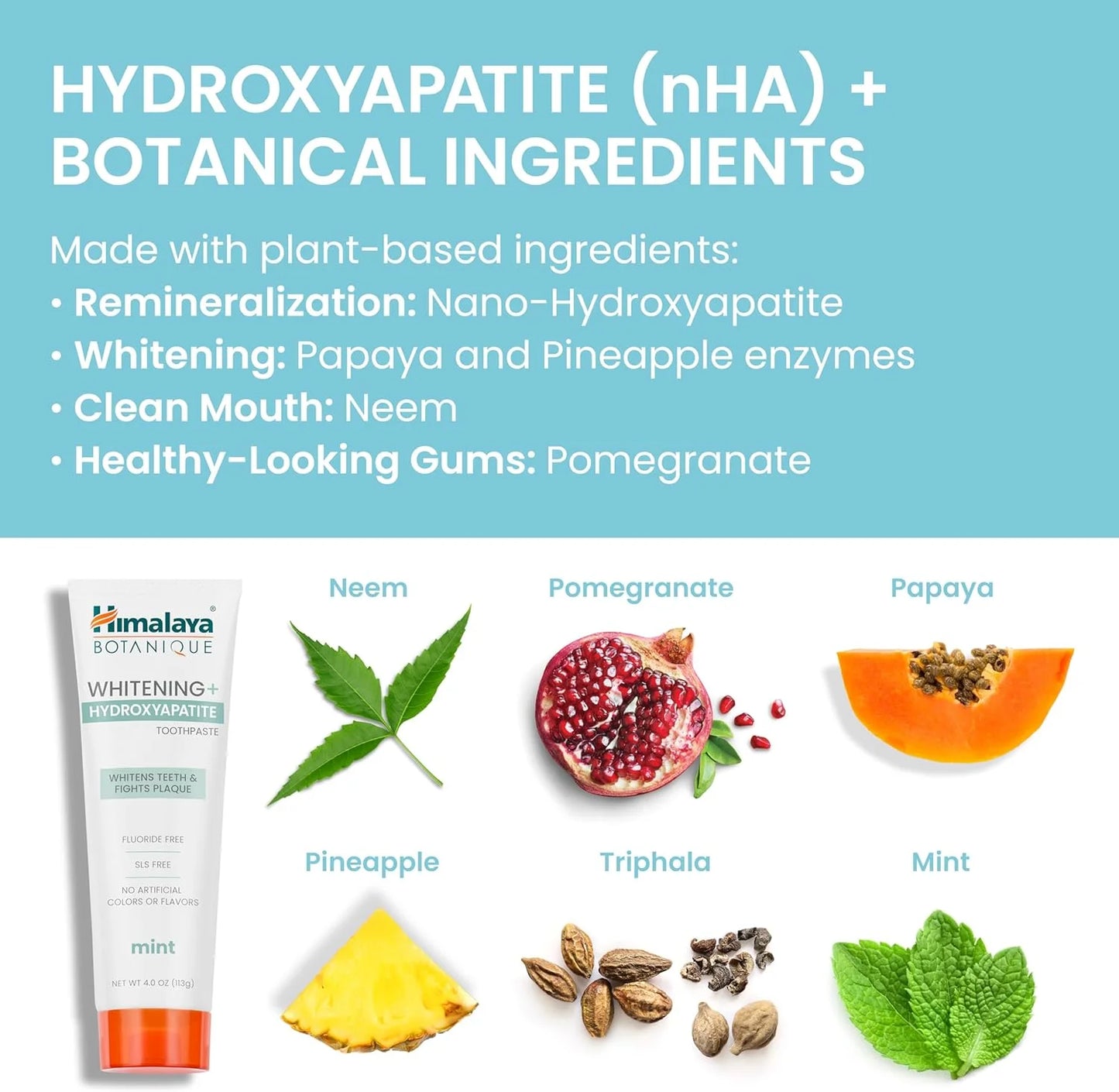 Botanique Whitening + Hydroxyapatite Toothpaste, Mint Flavor, Nano Hydroxyapatite, 4 Oz