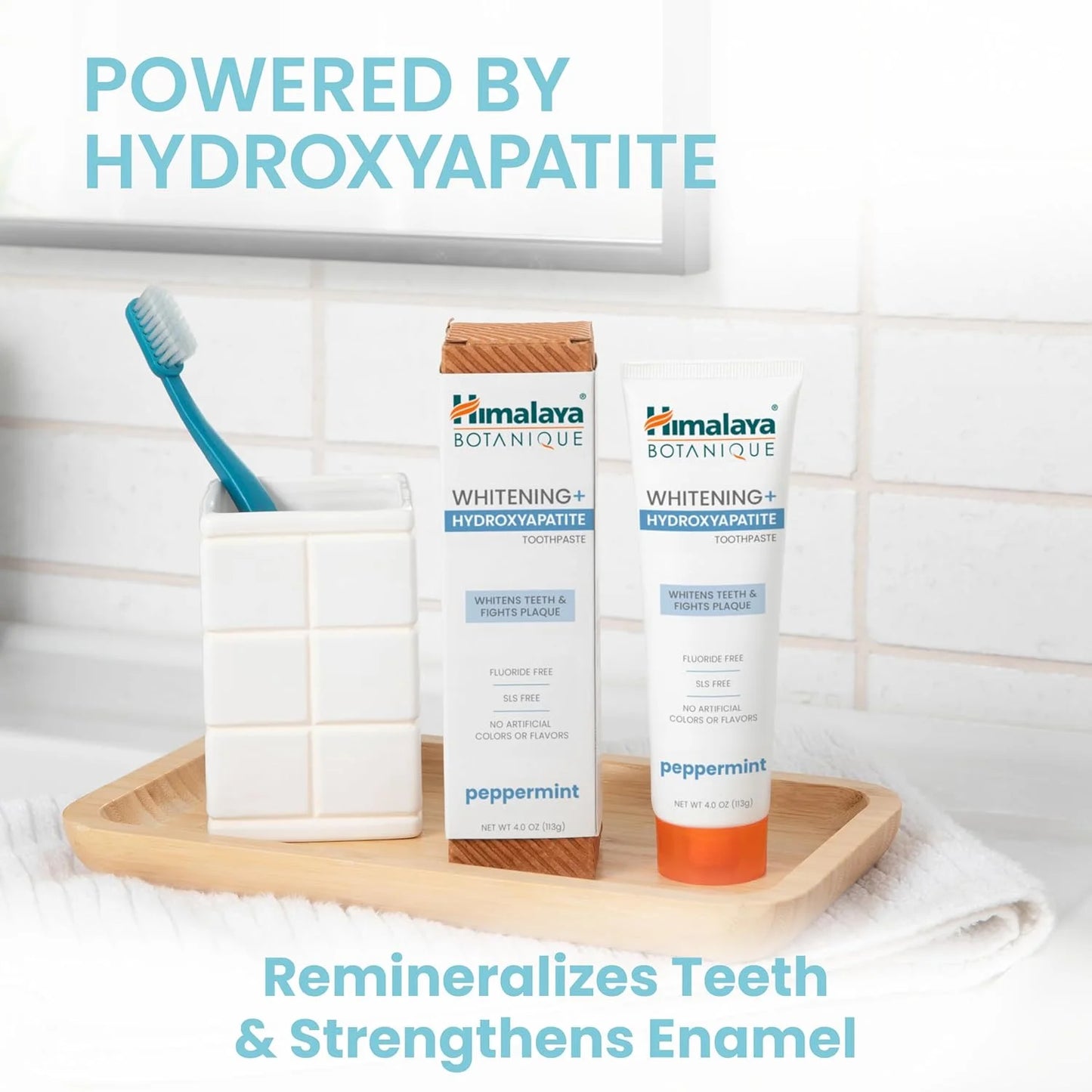 Botanique Whitening + Hydroxyapatite Toothpaste, Peppermint Flavor, Nano Hydroxyapatite, 4 Oz