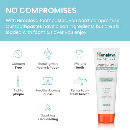 Botanique Whitening + Hydroxyapatite Toothpaste, Mint Flavor, Nano Hydroxyapatite, 4 Oz, 2 Pack