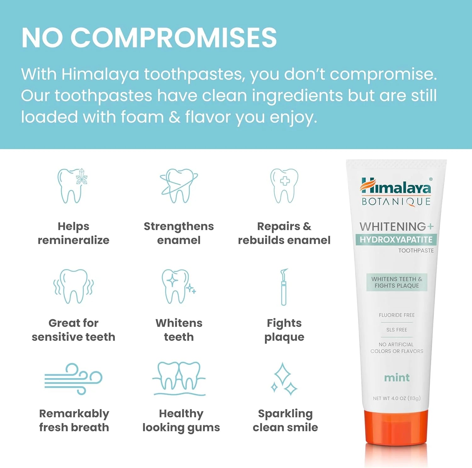 Botanique Whitening + Hydroxyapatite Toothpaste, Mint Flavor, Nano Hydroxyapatite, 4 Oz