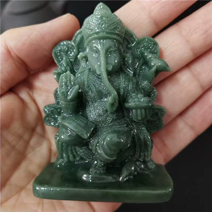 Lord Ganesha Buddha Statue Home Decoration Man-Made Jade Stone Ornaments Ganesh Elephant God Sculpture Figurines Buddha Statues